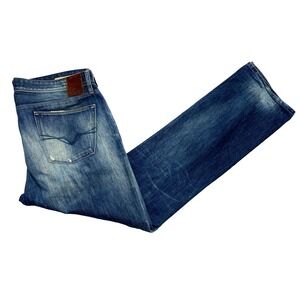 Guess Denim Jeans Mens 38 Blue Destroyed Lincoln Slim Fit Distressed